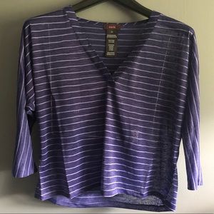 Mark.By-Avon Purple Stripe 3/4 Sleeve CropTop Sz-S